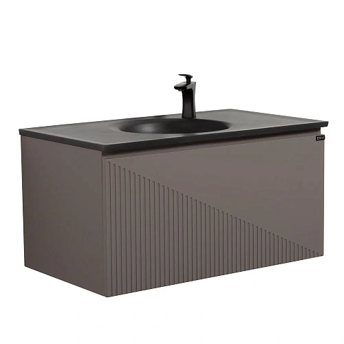 Тумба с раковиной Black&White U918.900-3 Misty Grey, Blum направляющие, кварцевая раковина (900x520x 9189003 Тумба с раковиной Black&White U918.900-3 Misty Grey, Blum направляющие, кварцевая раковина (900x520x 9189003