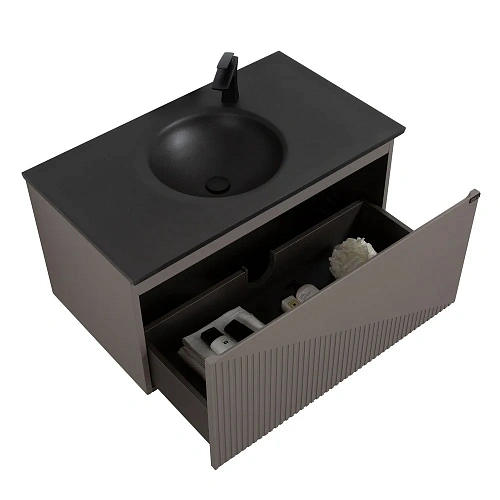 Тумба с раковиной Black&White U918.900-3 Misty Grey, Blum направляющие, кварцевая раковина (900x520x 9189003 Тумба с раковиной Black&White U918.900-3 Misty Grey, Blum направляющие, кварцевая раковина (900x520x 9189003