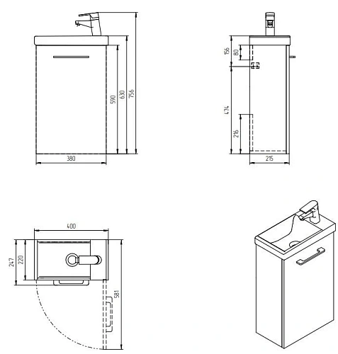 Тумба с раковиной Cersanit LARA 40 (A64228) смеситель CARI сифон 64228 Тумба с раковиной Cersanit LARA 40 (A64228) смеситель CARI сифон 64228
