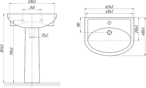 Тумба с раковиной DIWO Анапа 65 напольная, с сифоном 579826 Тумба с раковиной DIWO Анапа 65 напольная, с сифоном 579826