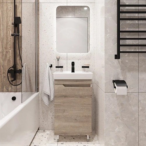 Тумба с раковиной DIWO Воронеж 50 напольная, ореховый дубослив, с сифоном 579743 Тумба с раковиной DIWO Воронеж 50 напольная, ореховый дубослив, с сифоном 579743