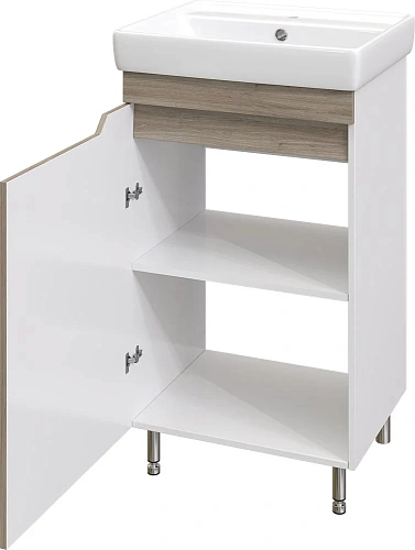 Тумба с раковиной DIWO Воронеж 50 напольная, ореховый дубослив, с сифоном 579743 Тумба с раковиной DIWO Воронеж 50 напольная, ореховый дубослив, с сифоном 579743