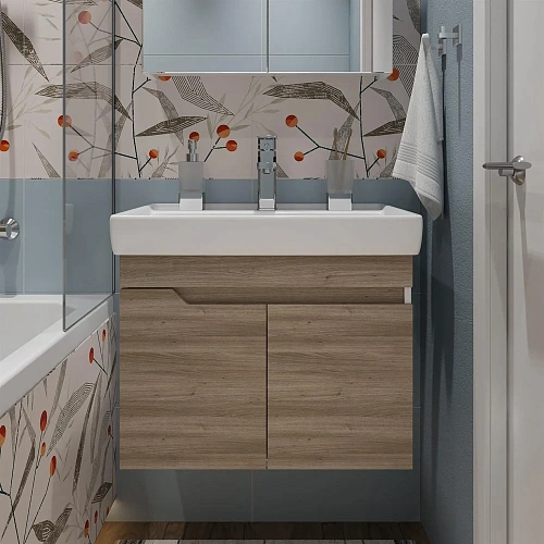 Тумба с раковиной DIWO Воронеж 60 подвесная, ореховый дубослив, с сифоном 579742 Тумба с раковиной DIWO Воронеж 60 подвесная, ореховый дубослив, с сифоном 579742