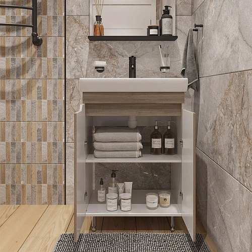 Тумба с раковиной DIWO Воронеж Воронеж 60 напольная, ореховый дубослив, с сифоном 579744 Тумба с раковиной DIWO Воронеж Воронеж 60 напольная, ореховый дубослив, с сифоном 579744