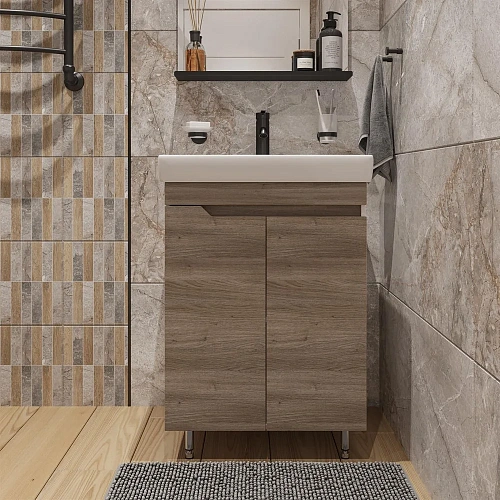 Тумба с раковиной DIWO Воронеж Воронеж 60 напольная, ореховый дубослив, с сифоном 579744 Тумба с раковиной DIWO Воронеж Воронеж 60 напольная, ореховый дубослив, с сифоном 579744