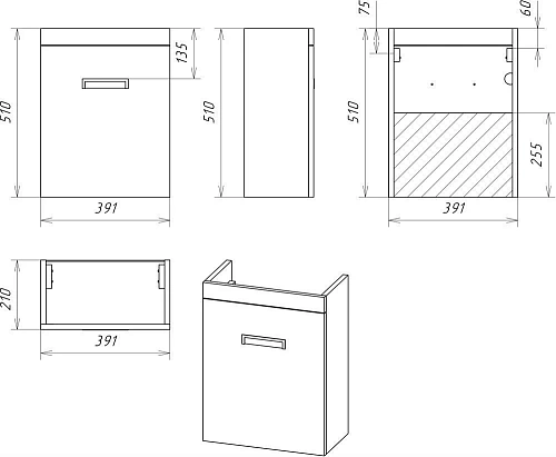 Тумба с раковиной DIWO Псков 40 460520 Тумба с раковиной DIWO Псков 40 460520