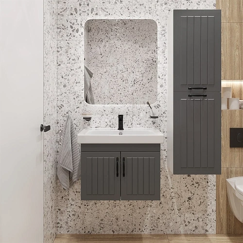 Тумба с раковиной DIWO Сочи 60 подвесная, антрацит 579267 Тумба с раковиной DIWO Сочи 60 подвесная, антрацит 579267