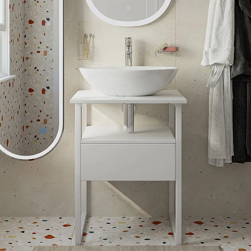 Тумба с раковиной DIWO Элиста 60 белый мрамор с раковиной Moduo 55 Leaf 573404 Тумба с раковиной DIWO Элиста 60 белый мрамор с раковиной Moduo 55 Leaf 573404