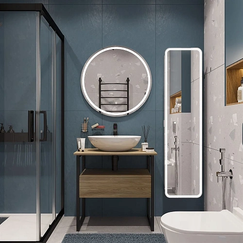 Тумба с раковиной DIWO Элиста 70 светлое дерево с раковиной Moduo 55 Leaf, чёрный муар 573388 Тумба с раковиной DIWO Элиста 70 светлое дерево с раковиной Moduo 55 Leaf, чёрный муар 573388