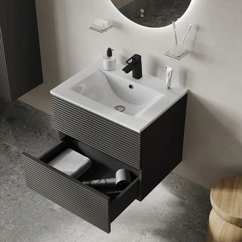 Тумба с раковиной IDDIS Bild (BIL60G0i95K) подвесная, 60 см, темно-серый Тумба с раковиной IDDIS Bild (BIL60G0i95K) подвесная, 60 см, темно-серый