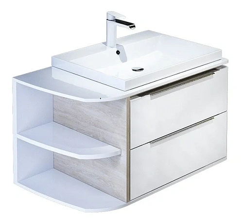 Тумба с раковиной IDDIS Calipso 80 подвесная белая/под дерево полки слева (CAL80W0i95K) Тумба с раковиной IDDIS Calipso 80 подвесная белая/под дерево полки слева (CAL80W0i95K)