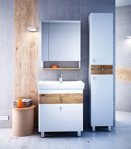 Тумба с раковиной IDDIS Carlow 70 напольная белая/под дерево (CAR70W2i95K) Тумба с раковиной IDDIS Carlow 70 напольная белая/под дерево (CAR70W2i95K)