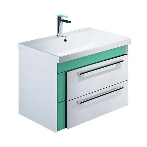 Тумба с раковиной IDDIS Color Plus 70 подвесная белая/мятная (COL70M0i95K) Тумба с раковиной IDDIS Color Plus 70 подвесная белая/мятная (COL70M0i95K)