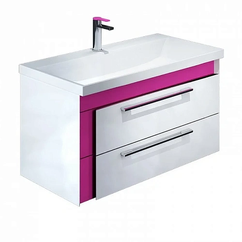 Тумба с раковиной IDDIS Color Plus 90 подвесная белая/розовая (COL90P0i95K) Тумба с раковиной IDDIS Color Plus 90 подвесная белая/розовая (COL90P0i95K)
