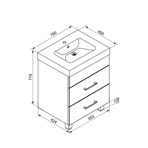 Тумба с раковиной IDDIS New Custo (NCU70W0i95K) напольная 70 см белая Тумба с раковиной IDDIS New Custo (NCU70W0i95K) напольная 70 см белая