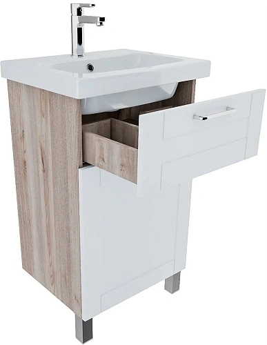 Тумба с раковиной IDDIS New Sena (NSE50W1i95K) напольная 50 см белая/под дерево Тумба с раковиной IDDIS New Sena (NSE50W1i95K) напольная 50 см белая/под дерево
