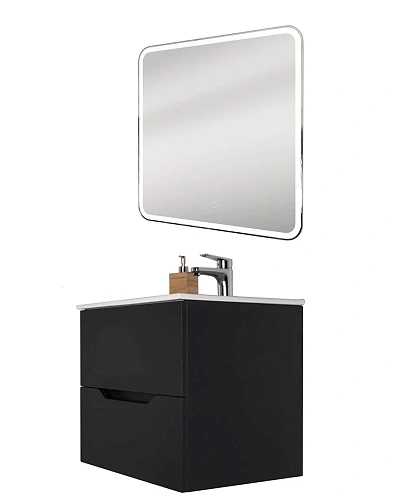 Тумба с раковиной Orange Line Li-80Tub+Ra подвесная, черный матовый Тумба с раковиной Orange Line Li-80Tub+Ra подвесная, черный матовый