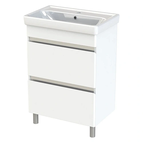 Тумба с раковиной Orange TOPLINE-Lyon TLNF60+RA напольная, белый глянец Тумба с раковиной Orange TOPLINE-Lyon TLNF60+RA напольная, белый глянец