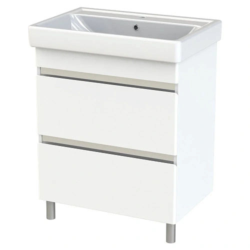 Тумба с раковиной Orange TOPLINE-Lyon TLNF70+RA напольная, белый глянец Тумба с раковиной Orange TOPLINE-Lyon TLNF70+RA напольная, белый глянец