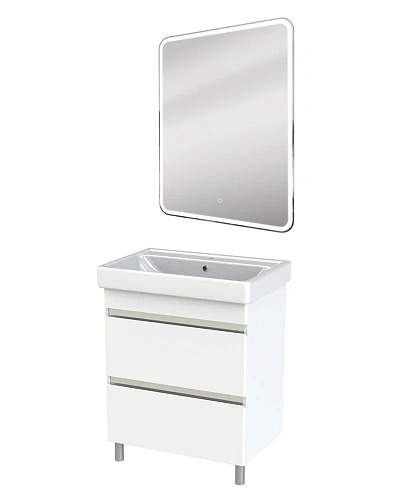 Тумба с раковиной Orange TOPLINE-Lyon TLNF70+RA напольная, белый глянец Тумба с раковиной Orange TOPLINE-Lyon TLNF70+RA напольная, белый глянец