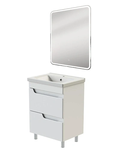 Тумба с раковиной Orange TOPLINE-Milano TM60-02 напольная, белый глянец TM60-02+RA Тумба с раковиной Orange TOPLINE-Milano TM60-02 напольная, белый глянец TM60-02+RA