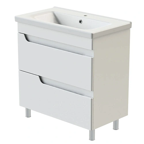 Тумба с раковиной Orange TOPLINE-Milano TMR80+RA напольная, белый глянец Тумба с раковиной Orange TOPLINE-Milano TMR80+RA напольная, белый глянец