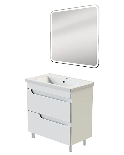 Тумба с раковиной Orange TOPLINE-Milano TMR80+RA напольная, белый глянец Тумба с раковиной Orange TOPLINE-Milano TMR80+RA напольная, белый глянец