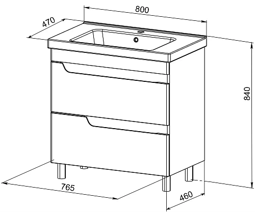 Тумба с раковиной Orange TOPLINE-Milano TMR80+RA напольная, белый глянец Тумба с раковиной Orange TOPLINE-Milano TMR80+RA напольная, белый глянец