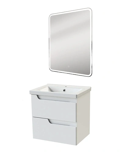 Тумба с раковиной Orange TOPLINE-Milano TP-M60-02+RA подвесная, белый глянец Тумба с раковиной Orange TOPLINE-Milano TP-M60-02+RA подвесная, белый глянец