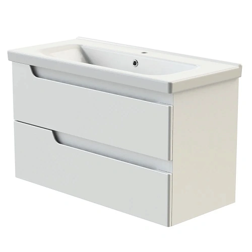 Тумба с раковиной Orange TOPLINE-Milano TP-MR100+RA подвесная, белый глянец Тумба с раковиной Orange TOPLINE-Milano TP-MR100+RA подвесная, белый глянец