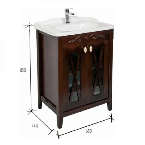 Тумба с раковиной Orange Villi 65 Орех Villi-65TU+RA Тумба с раковиной Orange Villi 65 Орех Villi-65TU+RA