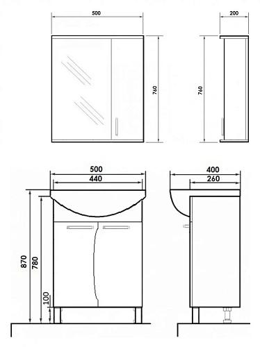 Тумба с раковиной Orange Диана 50 Белая Di-50TU+RA Тумба с раковиной Orange Диана 50 Белая Di-50TU+RA