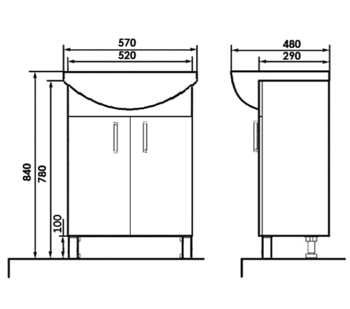 Тумба с раковиной Orange Кларис 57 Белая Kl-55TUW+RA Тумба с раковиной Orange Кларис 57 Белая Kl-55TUW+RA