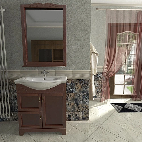 Тумба с раковиной Orange Классик F7-75TU1+Ra напольная, орех антикварный Тумба с раковиной Orange Классик F7-75TU1+Ra напольная, орех антикварный