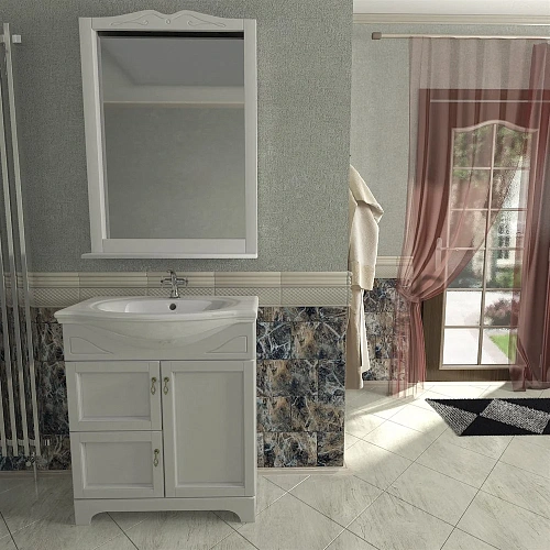 Тумба с раковиной Orange Классик F7-75TU3+Ra напольная, молочный белый Тумба с раковиной Orange Классик F7-75TU3+Ra напольная, молочный белый