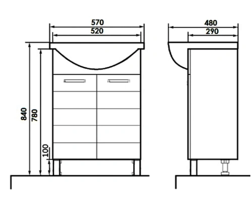 Тумба с раковиной Orange Корро 57 Штрокс Ko-55TUS+RA Тумба с раковиной Orange Корро 57 Штрокс Ko-55TUS+RA