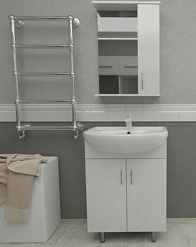 Тумба с раковиной Orange Лайт LA-60TUW+GR напольная белый Тумба с раковиной Orange Лайт LA-60TUW+GR напольная белый