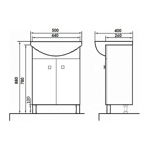 Тумба с раковиной Orange Рио 50 Белая Ri-50TU+RA Тумба с раковиной Orange Рио 50 Белая Ri-50TU+RA