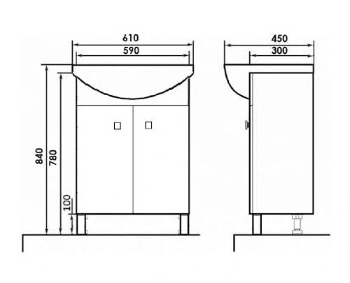 Тумба с раковиной Orange Рио 60 Белая Ri-60TU+RA Тумба с раковиной Orange Рио 60 Белая Ri-60TU+RA
