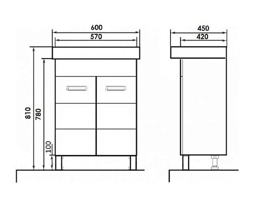 Тумба с раковиной Orange Таис 60 Венге Ta-60TUV+RA Тумба с раковиной Orange Таис 60 Венге Ta-60TUV+RA