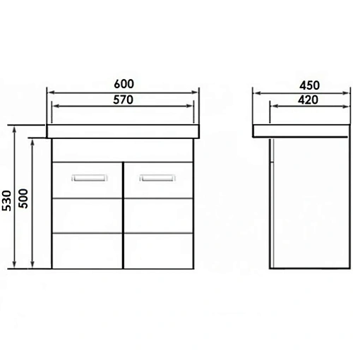 Тумба с раковиной Orange Таис 60 подвесная Белая TP2-TUW+RA Тумба с раковиной Orange Таис 60 подвесная Белая TP2-TUW+RA