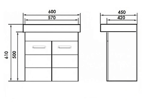 Тумба с раковиной Orange Таис 60 подвесная Венге TP2-TUV+RA Тумба с раковиной Orange Таис 60 подвесная Венге TP2-TUV+RA