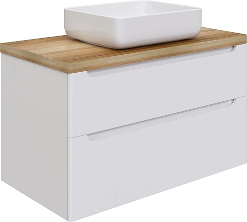 Тумба с раковиной STWORKI Берген 100 белая со светлой столешницей, Soul 1 549501 Тумба с раковиной STWORKI Берген 100 белая со светлой столешницей, Soul 1 549501