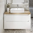Тумба с раковиной STWORKI Берген 100 белая со светлой столешницей, раковина Bocchi Vessel 1172-061-0125 566606 Тумба с раковиной STWORKI Берген 100 белая со светлой столешницей, раковина Bocchi Vessel 1172-061-0125 566606