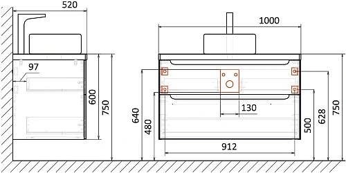 Тумба с раковиной STWORKI Берген 100 серая с темной столешницей, Bocchi Sottile 1476-001-012 566878 Тумба с раковиной STWORKI Берген 100 серая с темной столешницей, Bocchi Sottile 1476-001-012 566878