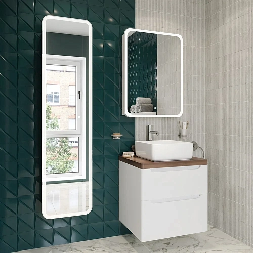 Тумба с раковиной STWORKI Берген 60 белая с темной столешницей, City 1 549372 Тумба с раковиной STWORKI Берген 60 белая с темной столешницей, City 1 549372