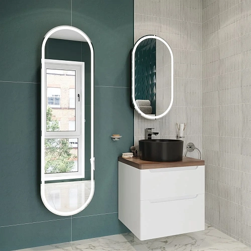 Тумба с раковиной STWORKI Берген 60 белая с темной столешницей, с раковиной на выбор 549458 Тумба с раковиной STWORKI Берген 60 белая с темной столешницей, с раковиной на выбор 549458