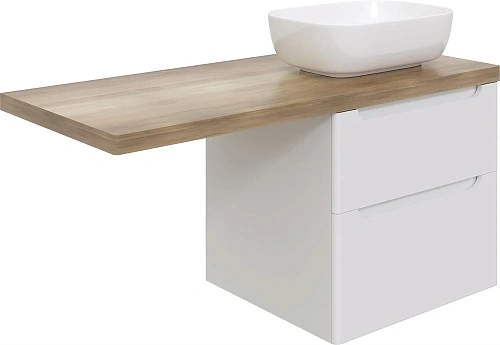 Тумба с раковиной STWORKI Берген 60 белая со светлой столешницей 122, Moduo 50 Square, L 549614 Тумба с раковиной STWORKI Берген 60 белая со светлой столешницей 122, Moduo 50 Square, L 549614