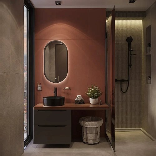 Тумба с раковиной STWORKI Берген 60 серая с темной столешницей 122, с раковиной на выбор 567713 Тумба с раковиной STWORKI Берген 60 серая с темной столешницей 122, с раковиной на выбор 567713