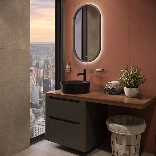 Тумба с раковиной STWORKI Берген 60 серая с темной столешницей 122, с раковиной на выбор 567713 Тумба с раковиной STWORKI Берген 60 серая с темной столешницей 122, с раковиной на выбор 567713